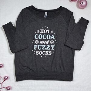 Instant Message Hot Cocoa Fuzzy Socks long sleeve shirt top 1X 2XL